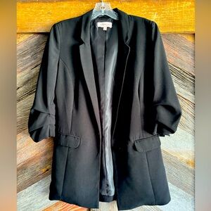 Philosophy Black Blazer with 3/4 length bunched sleeves